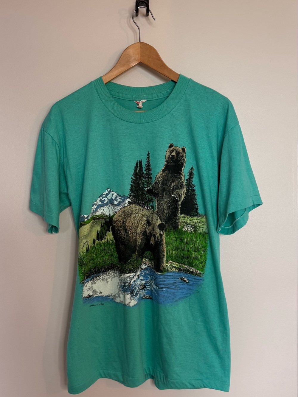 Vintage 80s Grizzly Bear Single Stitch Wildlife Graphic T-Shirt L